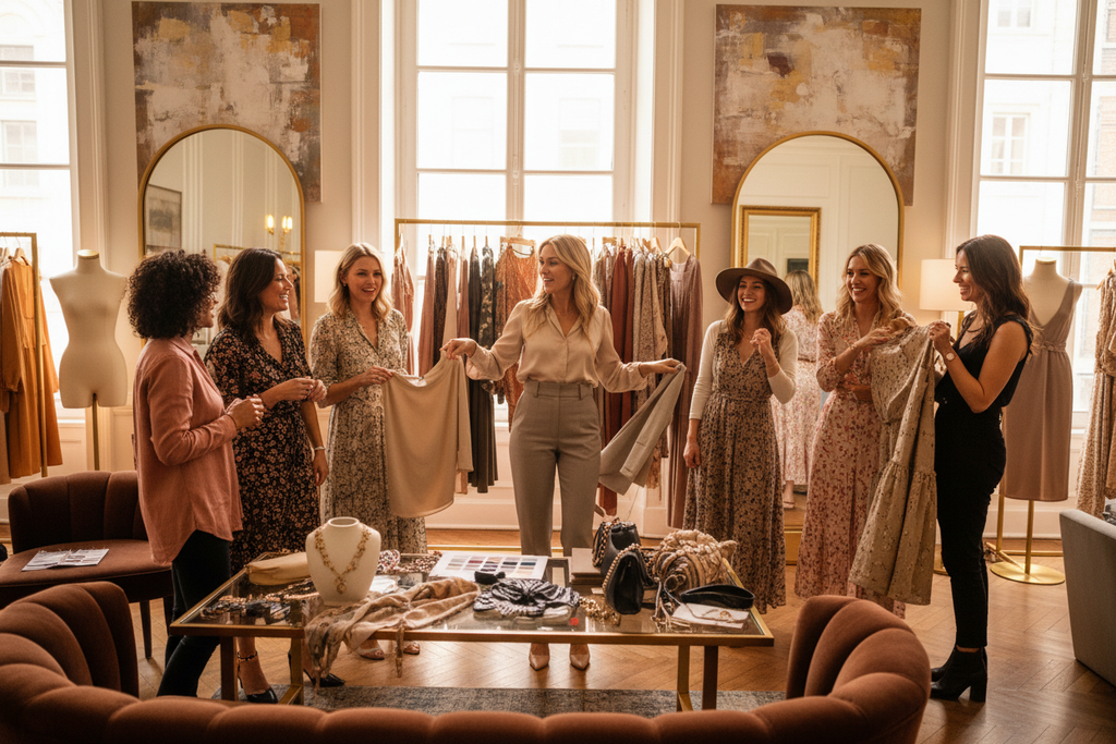 Women learning fashion styling